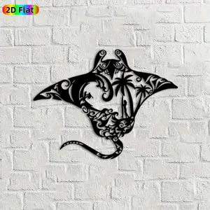 1pc Stingray Metal Wall Art, Tropical Stingray Statue Mural, Ideal Gift for New Year, Easter, Ocean Decor Enthusiasts, Weather-Resistant Metal Wall Decor Wall Sculptures, Perfect for Patio Wall & Garden Fence, Unique Coastal Home Decor