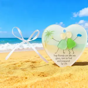 True Friends Like Sea Glass Heart Pendant, Rare and Hard to Find, Perfect Gift for Friends and Family, Best Present Idea