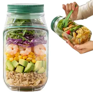 The Original Salad Pod, Portable Salad Jar,Salad Container Side Open with Lid, Suitable for Work, Outdoor, Travel