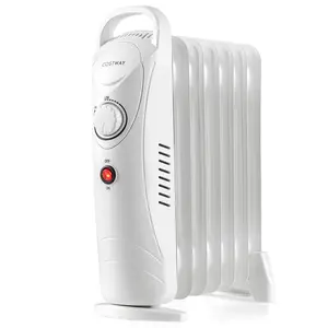 COSTWAY - 700W Electric Oil Filled Radiator Heater with Adjustable Thermostat-White