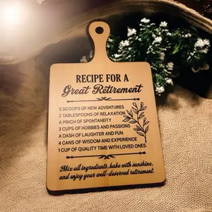 Kitchen Decor Recipe for a Great Retirement - Decorative Cutting Board for Kitchen Decor & Retirement Gifts - Chopping, Knives Classic Stylish