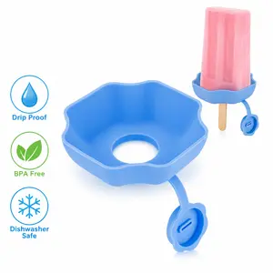 Kids Silicone Popsicle Holder Drip Catcher, Reusable Ice Cream Holder, BPA Free, No Mess Ice Pop Accessory for Children & Toddlers