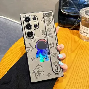 Astronaut Pattern Phone Case with Phone Holder, Decorative Protective Phone Protector Cover, Phone Accessories Compatible with Samsung Galaxy S26 S24 S25 S23 Ultra Plus, Casing