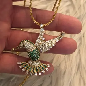 Gold Plated Hummingbird Pendant Necklace 18 Inch Chain with High-Quality Design and Durable Material