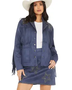 Idyllwind Women's Lonestar Fringe And Studded Faux Suede Jacket - Iwho25o5-Dbl