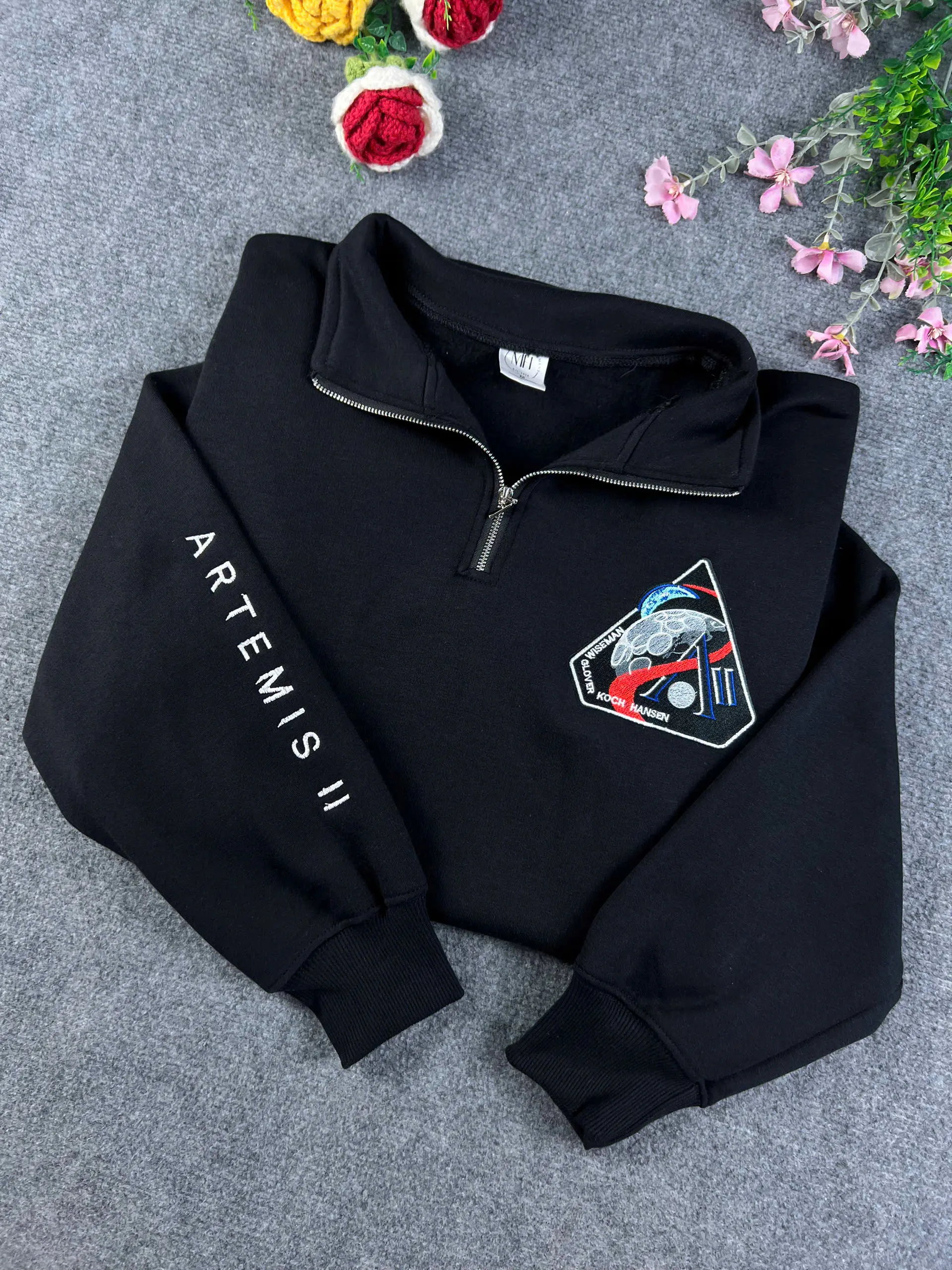 Women's Fitted Long-Sleeve Embroidered NASA Artemis 2 Mission Logo