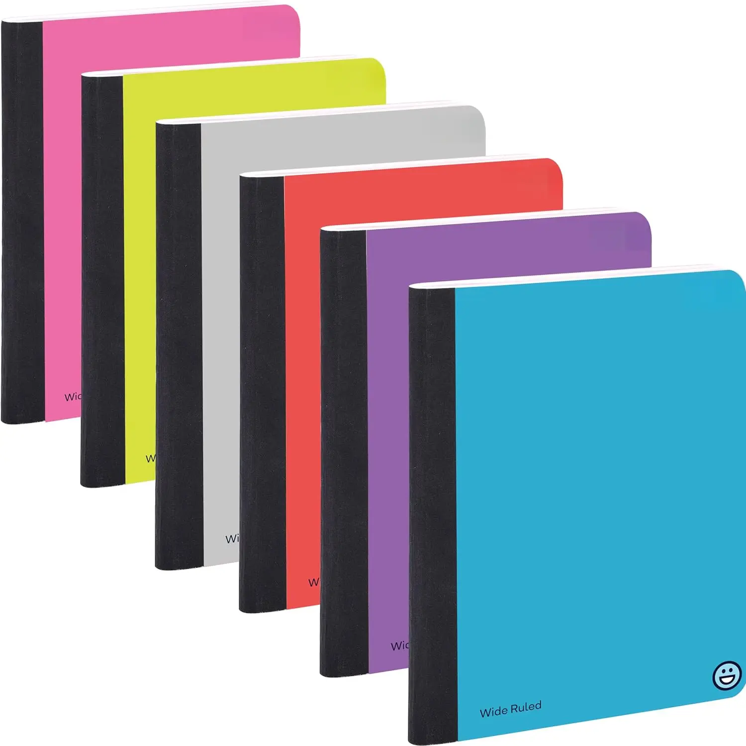 Composition Notebooks Wide Ruled Paper, Hard Cover Composition Notebook,  Lined Composition Books, 100 Sheets Ruled Notebook in , Purple, Green, Blue, Red, Grey, Multicolor (6 Pack)