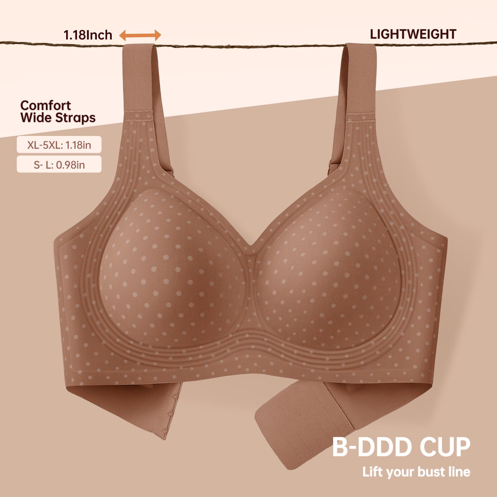 OEAK | Jelly Bra, Polka Dot Print, Plus Size Wireless Bras, Seamless Full Coverage, Natural Lift & Comfort Support summervibes