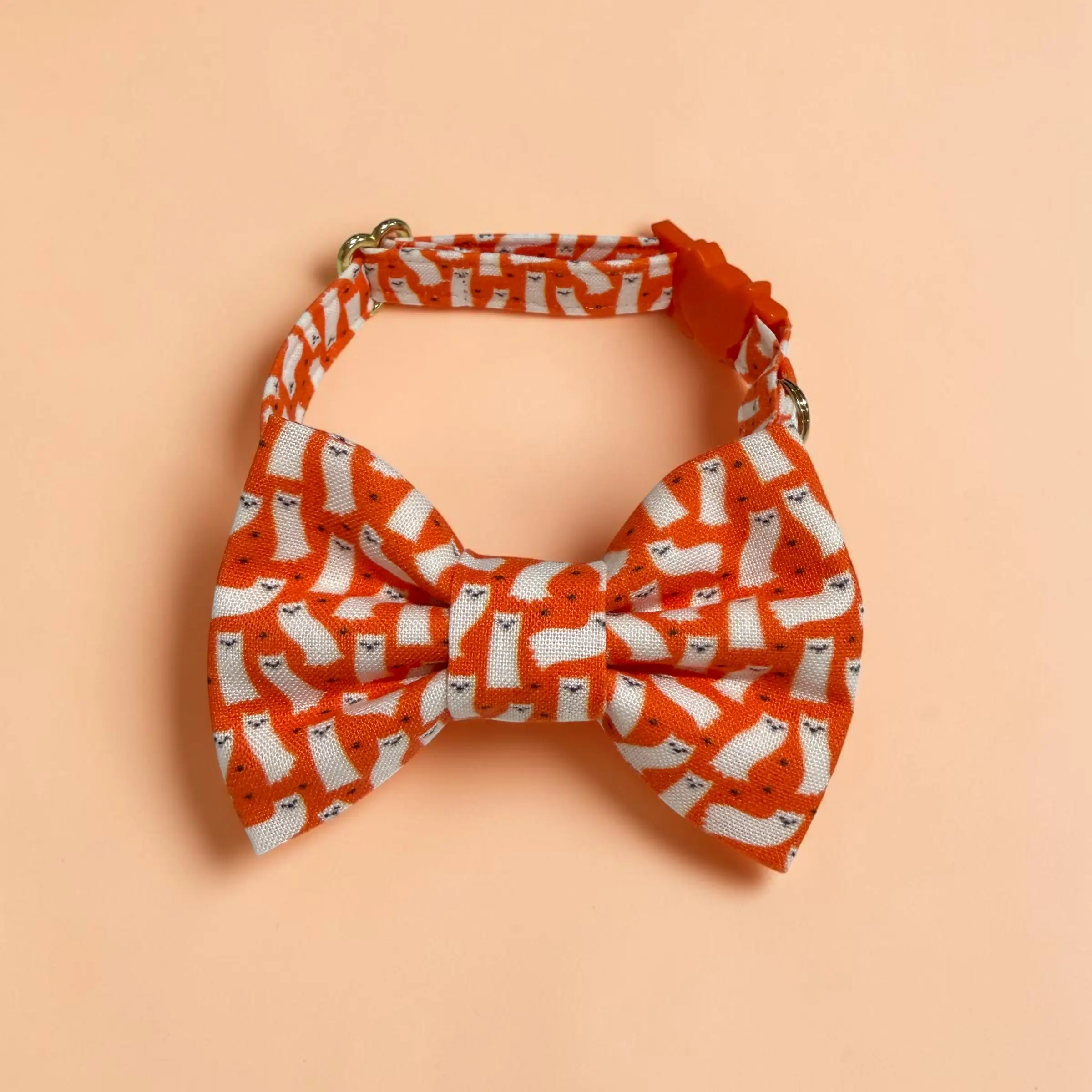 Halloween Cat Collar with Attached Bow Tie | Breakaway Safety Buckle