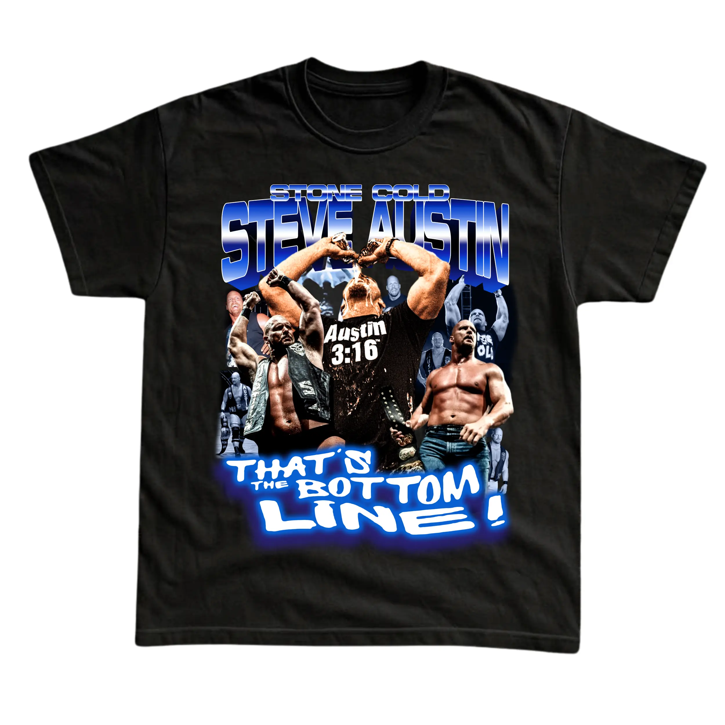 Gildan Men's and Women's T-Shirt, Vintage Stone Cold Graphic Tee, WWE T-Shirt, Urban Street Style Gothic Grunge Y2K Emo Scene Amity Affliction Style Clothes Menswear Womenswear Streetwear