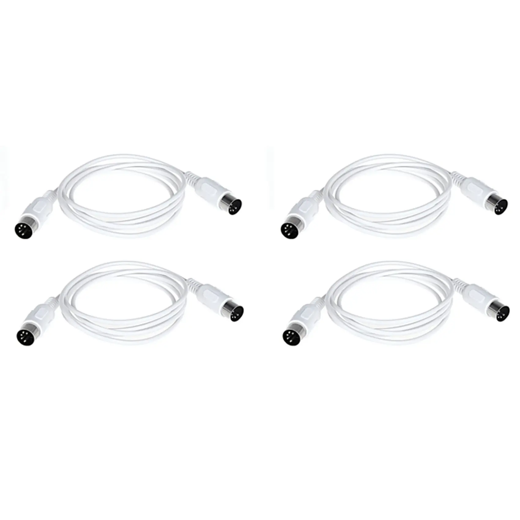 4-Pack 5-Pin Male-to-Male MIDI Extension Cable (1.5M, PVC+Copper Screened Shielded Fast Transmission), Electronic Musical Instruments Accessory for Electric Piano, PC Devices, Screened Cable
