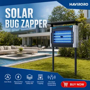 HAVIRORO Solar Bug Zapper Outdoor, Mosquito Zapper 8000V Cordless IP67 Waterproof,3 Modes, Portable Cable & Solar Powered Bug Zapper, Electric Mosquito Trap Fly Zapper Killer for Patio Garage Yard Camping