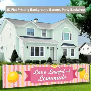 One 2D Party Banner Featuring a Story of Lemons, Love, And Laughter, Made of. This Backdrop Is Suitable for Fences, Lawns, And Indoor Or Outdoor Party Decorations, Requiring No Power