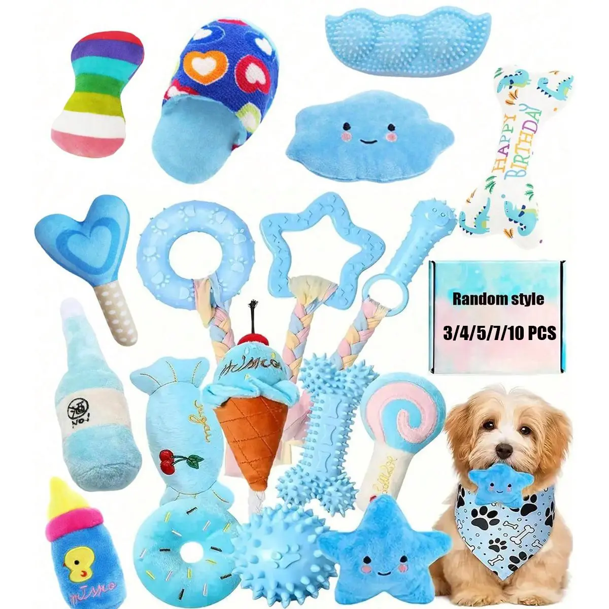 Pet Chewing Toy Set, Dog Toys for Small to Medium Dogs, Non-Toxic Durable Tpr Chew Toys, Interactive Tough Chewer, Interactive Training Toys Series
