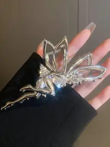 Rhinestone Decor Butterfly Girl Design Hair Claw for Women, Fashion All-match Hair Accessories, Cute Lovely Hairwear for Daily Used