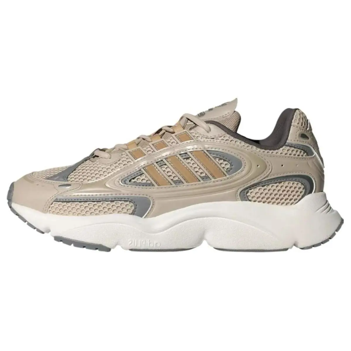 Adidas Ozmillen Men's Lifestyle Sneakers with Mesh and Suede Upper, Adiplus Cushioning, Rubber Sole - Aluminium Magic Beige