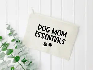 Dog mom essentials bag, dog mom pouch, dog walk bag, dog treat bag, treat pouch, dog mom pencil bag, dog mom supplies bag, dog canvas pouch