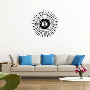 3D Crystal Wall Clock - Celebration Decorative Metal, Sparkling Bling Diamond-Studded Silver Wall Decor for Kitchen, Living Room, Bedroom