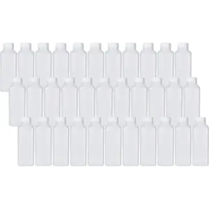16 Oz Empty Plastic Juice Bottles with Tamper Evident Caps – 33 Pack Drink Containers - Great for Homemade Juices, Milk, Smoothies, Tea and Other Beverages - Food Grade BPA Free