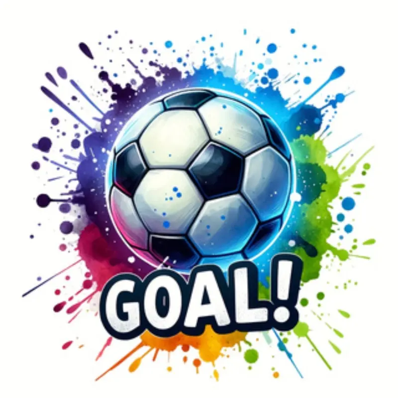 4 Piece Football Iron-On Embroidery Transfer Stickers, Vibrant Watercolor Splash Design with Goal! Text, PU DIY Patch for T-Shirts, Jeans, Backpacks
