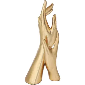 Golden Hands Sculpture Elegant   Decor Hands Statues Versatile Love Ornament, for Bedroom, Office Desktop, Cabinets,Wedding (Golden Hands)