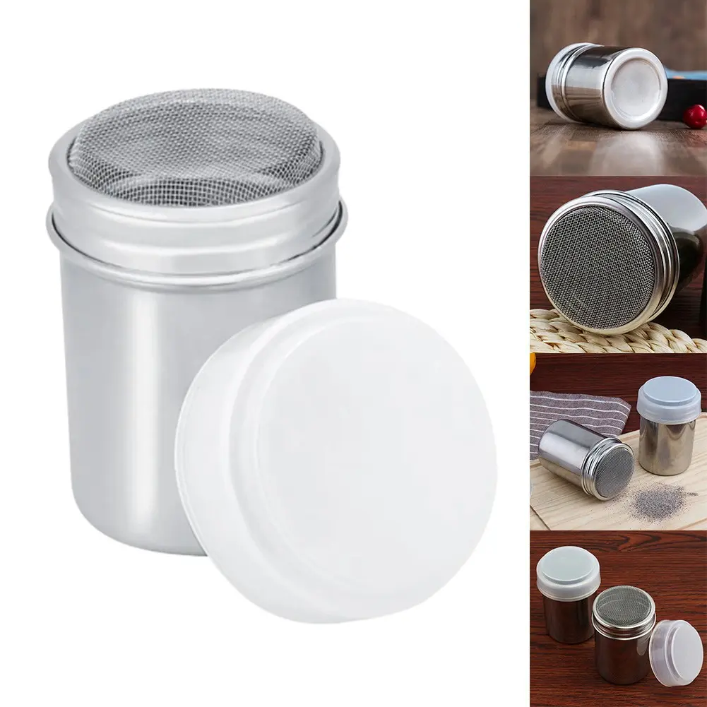 1x Stainless Steel Coffee Duster Shaker Tool Kit with Filter & Coffee Stencils - Easy-Clean, Safe Kitchen Utensils for Powder Icing Sugar, Cocoa, Chocolate - Fall Specialty Cooking Accessories