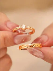 2pcs Couple Ring Set, Engraved Love Rings for Women & Men, Jewelry Gift for Special Occasions