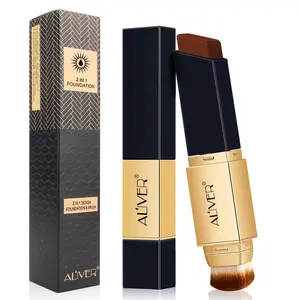 Aliver Foundation Stick with Brush, Quick Commute Makeup, Hydrating Concealer, Flawless Coverage, Suitable for Face & Neck, Beginner Friendly