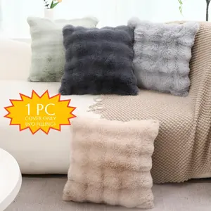 Solid Color Faux Rabbit Fur Throw Pillow Cover, 1 Count Soft Comfortable Square Pillow Cover without Filler, Soft Furry Cushion, Household Decoration Supplies for Home Living Room Bedroom