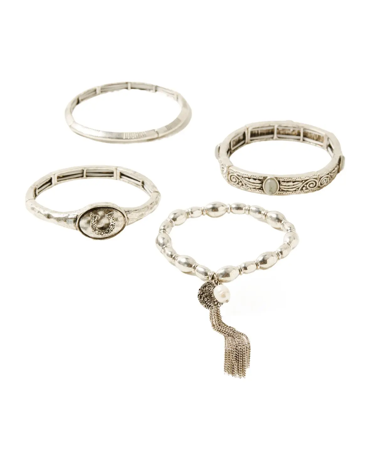 Shyanne Women's Women'S Gemma Stretch Bracelet Set 4 Piece - Sasu24b6-Slvr