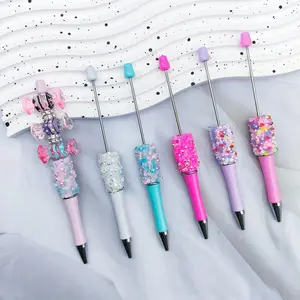 12pcs Petal Sequins Beaded Pen Set, High-Quality Artificial Resin Sequin Decorative Handmade Pens, DIY Jewelry Making Kit, Glitter Ballpoint Pen