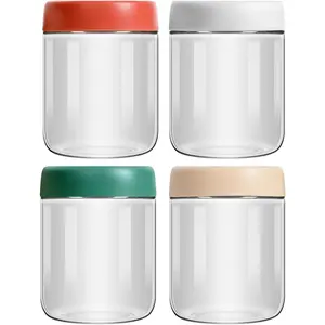 4-Pack Overnight Oats Containers with Lids 16Oz Glass Mason Jars Meal Prep Salad Food Cereal Snacks Pudding Yogurt Storage EONJOE