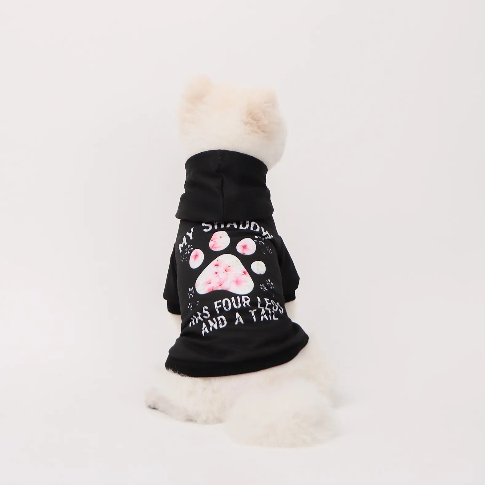 Pet Hoodie with Pink Cherry Blossom Paw Print, Cute Dog/Cat Hooded Sweatshirt, Husky Clothes, Soft Warm Pet Apparel for Small Medium Dogs Cats, Pet Winter Warm Clothes, Thick Cold Weather Pet Outfit, Cozy Pullover Pet Jacket Dog Sweater Hoodie