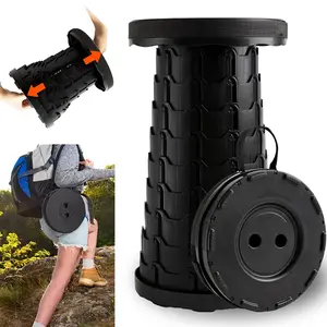 BLYXTENNE 2pcs Collapsible Stool Heavy-Duty 400LB Portable Folding Stool with Quick-Fold Mechanism Sturdy Base & Heavy-Duty Legs Lightweight Telescopic Stool for Camping Hiking Fishing Men Heavy Weight Chair Black