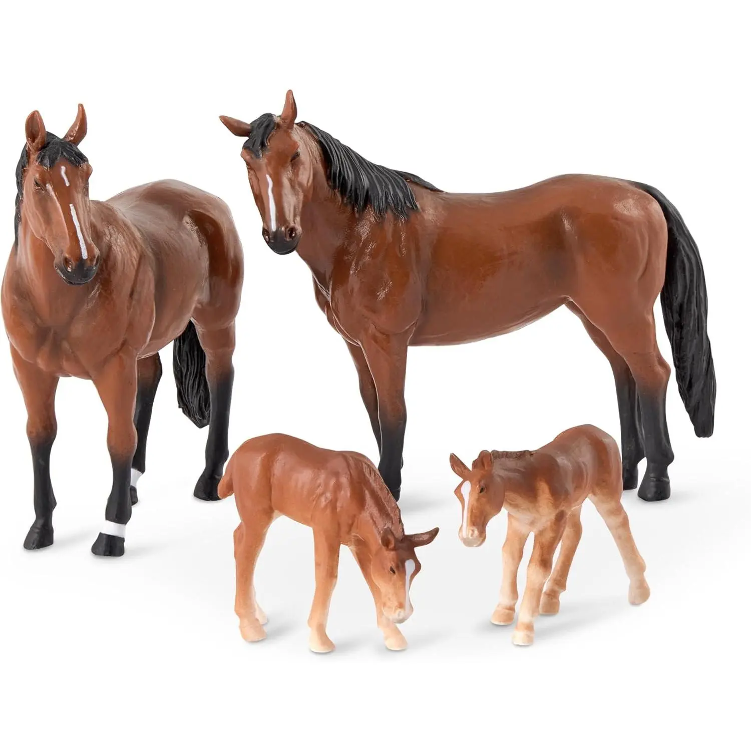4 Pcs Horse Toys  Realistic Horse Figurines  Plastic Animal Family Set  Farm Toys for Kids 3+ – Horse Gift  Party Favors Decorations