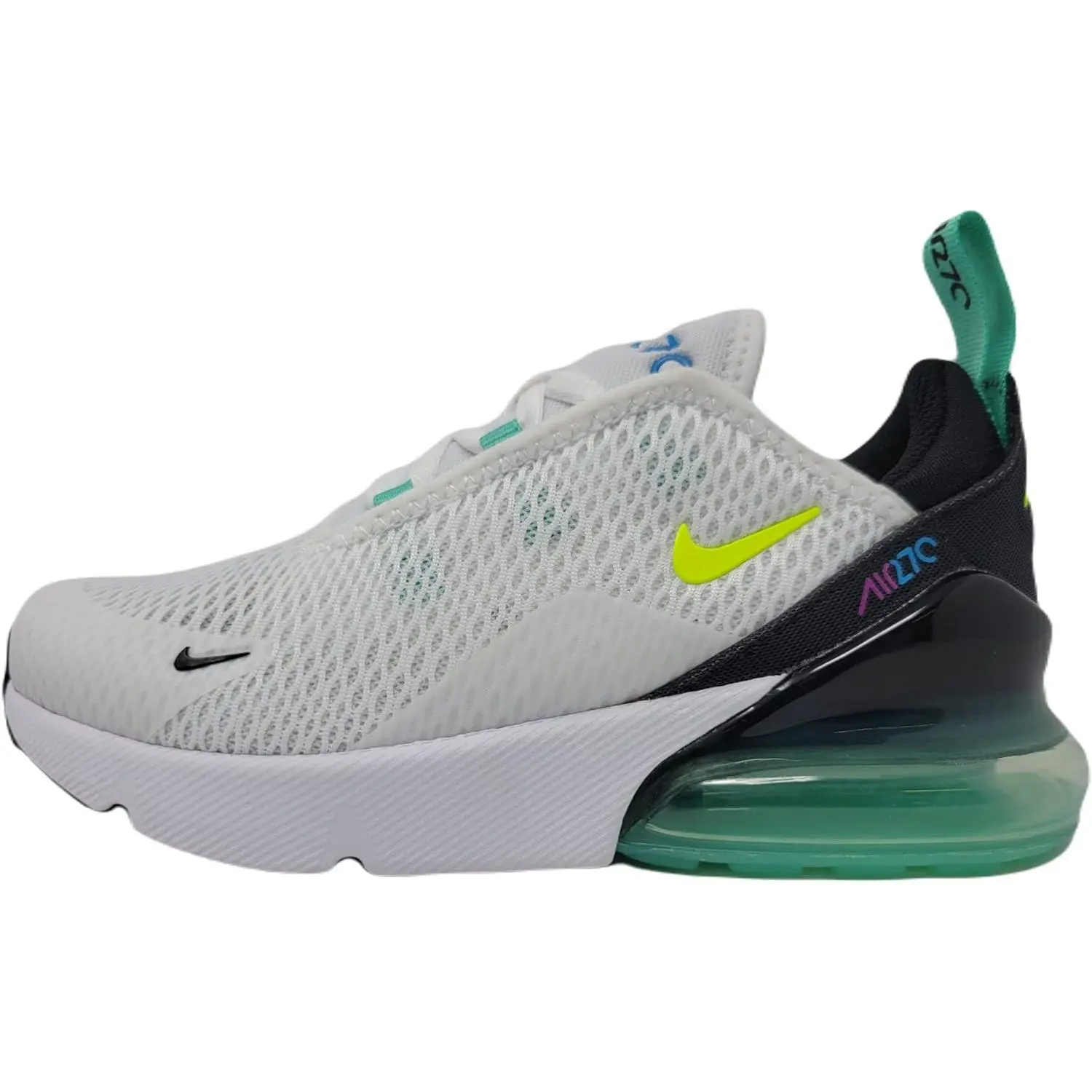 Little Kid's Nike Air Max 270 White/Volt-Black-Laser Blue (DX3348 100)