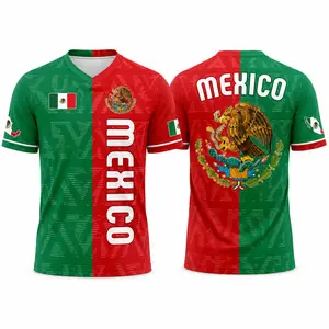2026 Mexico Flag Men’s Jersey - Green and Red Sports Shirt with Eagle Graphic, Soccer-Inspired Game Day Tee, Perfect Gift for Him and Fans