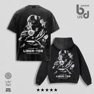 Helldivers 2 'A cup of liber-tea' Front and Back Washed T-Shirt & Hoodie Oversize Unisex, Double Printed Survival Horror Streetwear Game Merch Gift For Fan