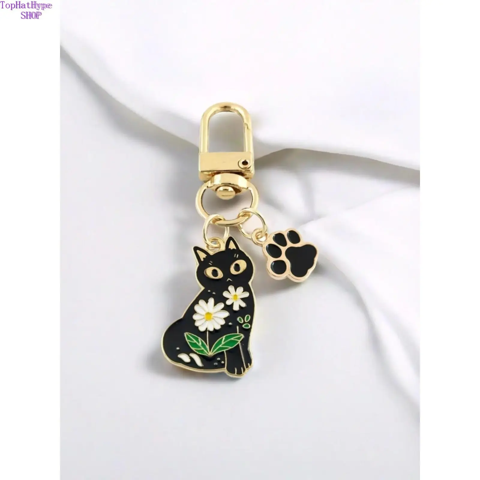 Alloy Cartoon Cat Keychain - 1pc Cute Animal Paw Pendant, Cute Keychains with Animal Motif, Cartoon Badge & Character Charm, Stylish Fashion Accessory for Women’s Wallet, Car, Keychains For Women
