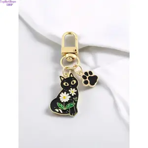Alloy Cartoon Cat Keychain - 1pc Cute Animal Paw Pendant, Stylish Fashion Accessory for Men’s Wallet, Car