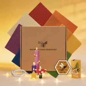 Beeswax Candle Making Kit, 7x20x20cm Honeycomb Beeswax Sheets with 2 Decor Accessories, DIY Roll Candle Kit for Adults, Choose from Natural White or Multicolor, for Craft Projects & Home Decor,A thoughtful gift for candle enthusiasts