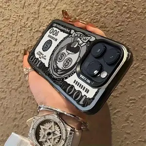 Cartoon Hundred Dollar Bill Pattern Laser Vitality Phone Case, Compatible with Apple iPhone Iphone17 16 15 14 13 12 11 PRO MAX PLUS, AIR and XR XS MAX 7 8Plus 16E SE, Birthday/Valentine's Day/Girlfriend Boyfriend Gift/Holiday Gift