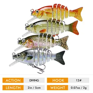 Truscend 2'' Micro Jointed Swimmax in Freshwater, Lifelike Tilapia Swimbait For Crappie Bass Trout, Top Stream Fishing Lures With Bill, Amazing Fishing Gifts For Men,Treble Hook Tiny Fishing Lures With Hand-Painting Craftsmanship,Summer FathersDayGift