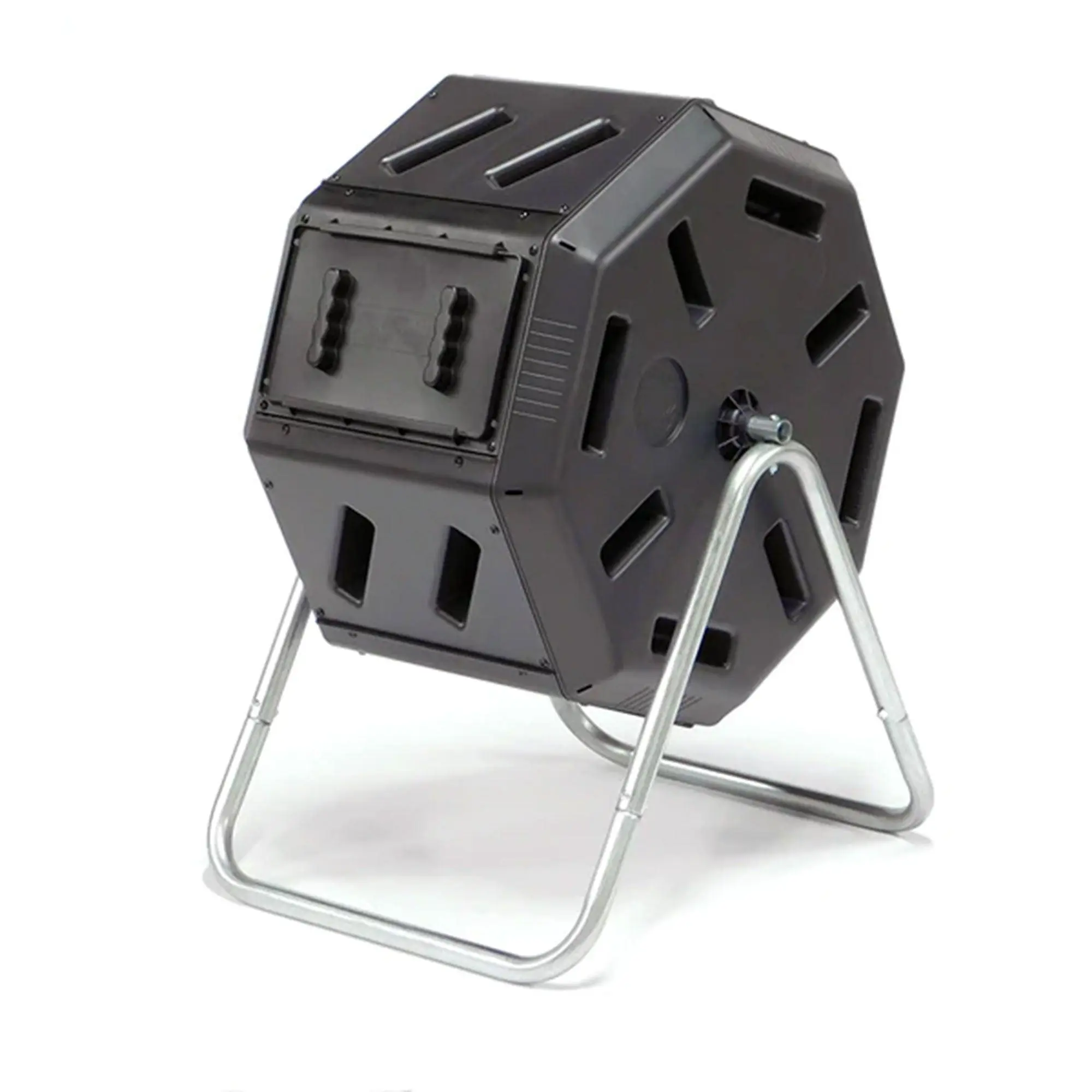 FCMP Outdoor  Tumbling Composter Waste Bin with Aeration Holes, Black