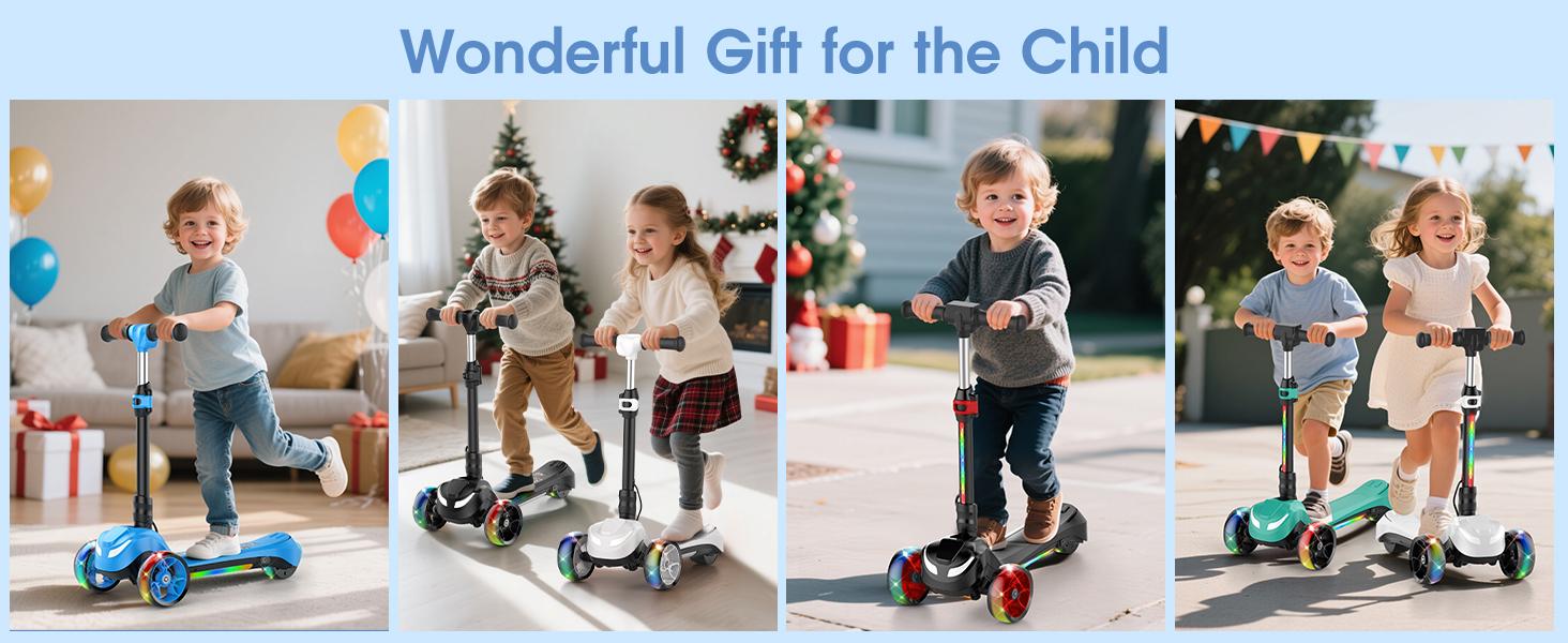 【Kids Love It!】3-Wheel Electric Scooter for Kids Ages 3-8, Electric Kick Scooter with 2 Speed Settings, Long Battery Life, Bluetooth Speaker, Flashing LED Wheels, Lightweight & Stable for Boys Girls
