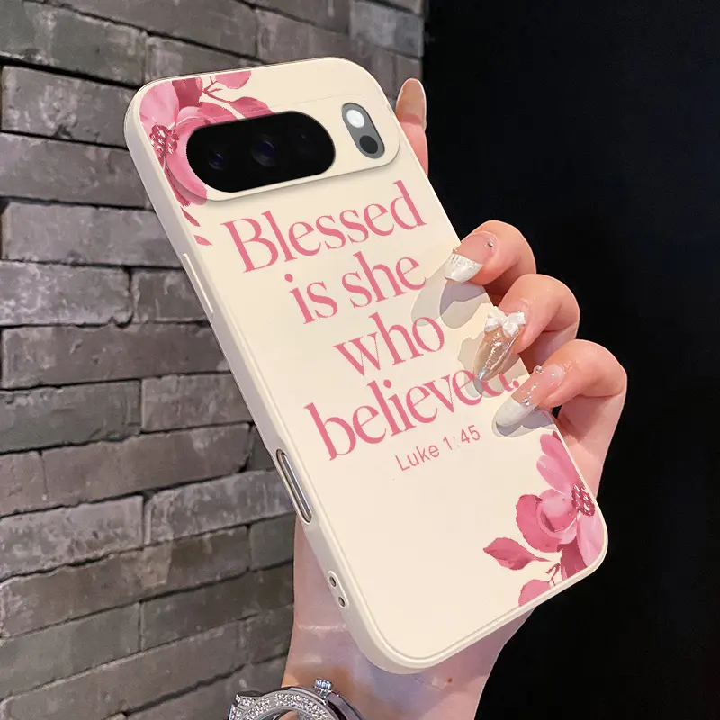 Rounded Edge TPU Phone Case for Google Pixel 10 9 XL 8 7 Pro A Belief's Blessing Pattern Drop Protection Shockproof Soft Liquid Silicone Smartphone Cover