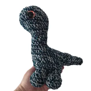 Brontosaurus Glittery Aqua Dino Plushie Embroidered Eyes Handmade Crochet Dinosour