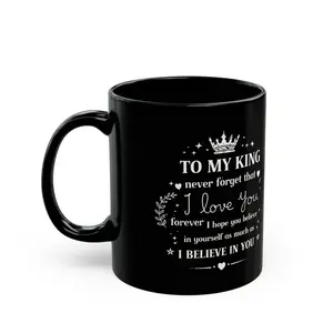 King Dad Black Coffee Mug — Inspirational 'My King' Gift for Father’s Day