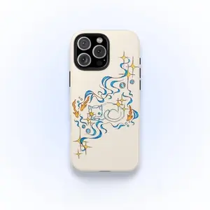 Y2K Cat Fish Smartphone Case, Cute Coastal Ocean Celestial Whimsical Cool Cellphone Shell, Handheld Accessory Gift for iPhone 11 12 13 14 15 16 17 Pro Max Air Plus