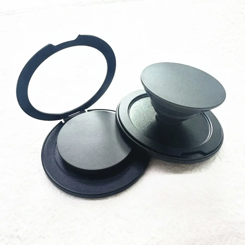 Silver Phone Grip Holder – Adjustable Collapsible Stand with Metallic Finish for Secure One-Hand Hold